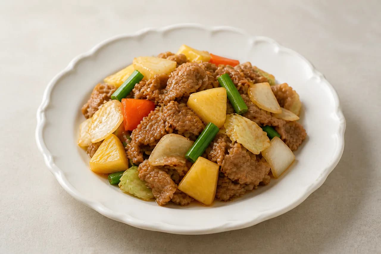 돈불고기 파인애플볶음 완성 사진