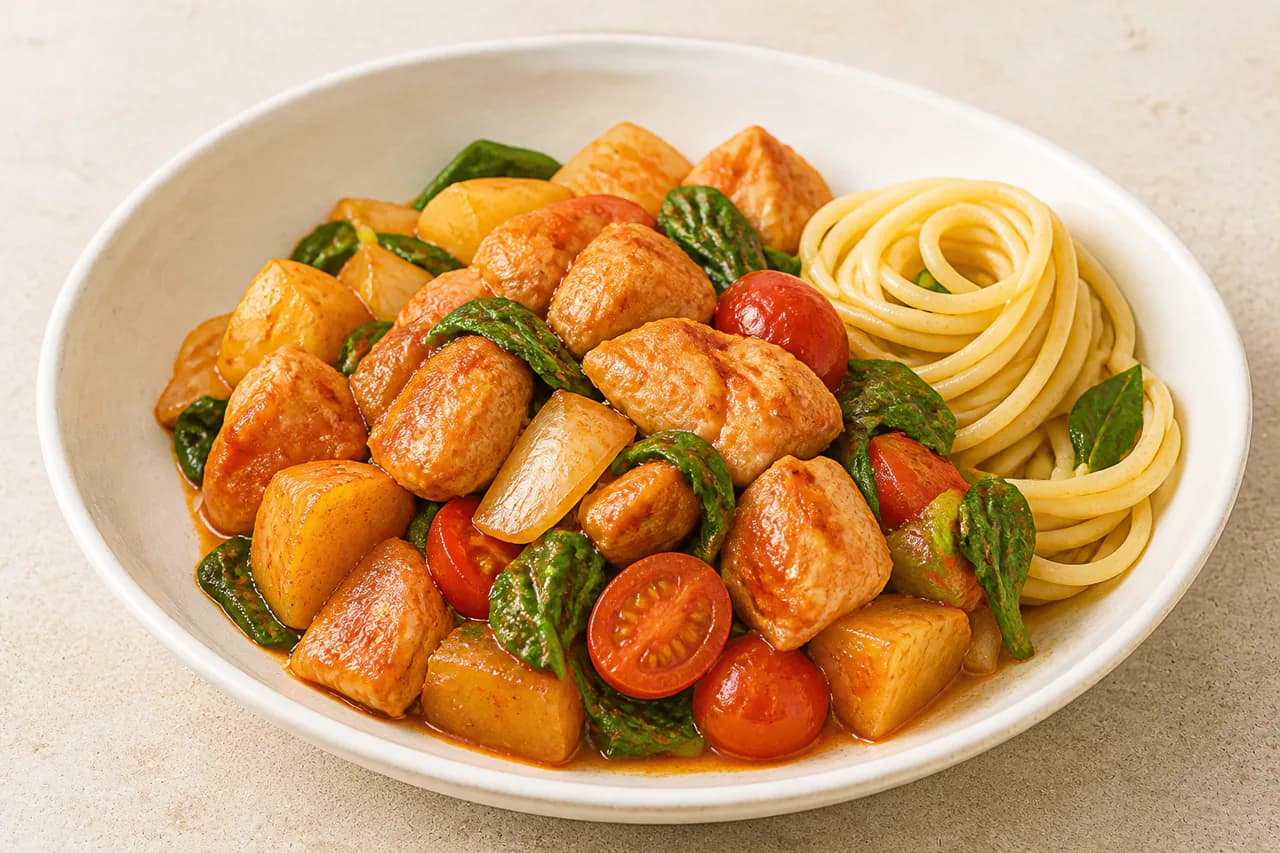 토마토시금치 닭볶음탕 완성 사진